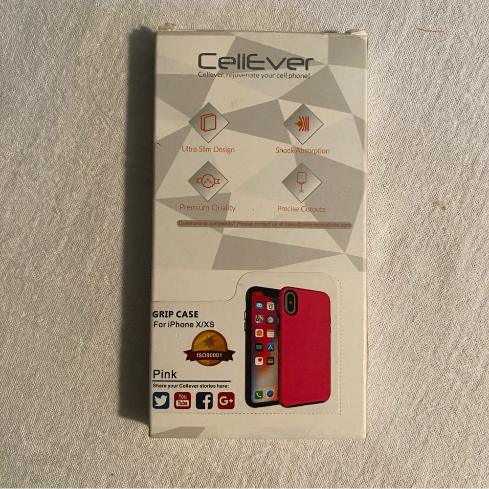 -CellEver Pink Grip Case for iPhone X/iPhone XS